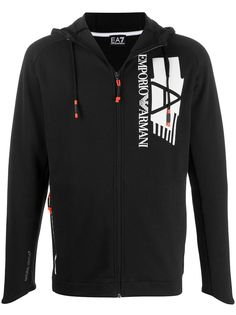 Ea7 Emporio Armani logo print hoodie