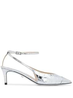 Grey Mer pointed metallic-sheen pumps