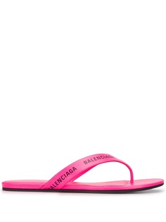 Balenciaga printed logo flip flops