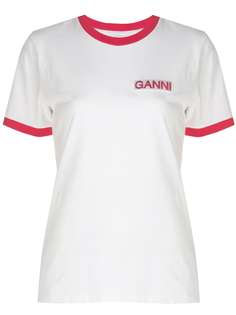 GANNI contrast-trim logo T-shirt