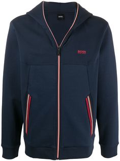 BOSS contrast-stripe zip-up hoodie
