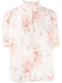 The Great. floral-print ruffled-neck blouse