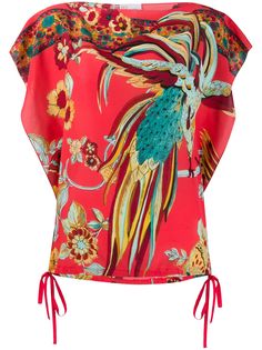 RedValentino bird of paradise print boxy blouse