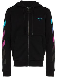 Off-White толстовка на молнии с капюшоном и принтом