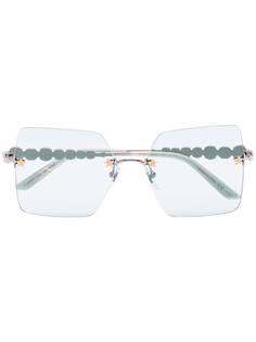 Gucci Eyewear green crystal embellished square sunglasses