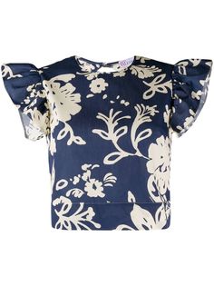 RedValentino cropped floral print top
