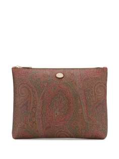 Etro paisley print leather clutch