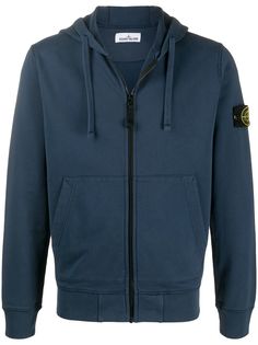Stone Island compass badge zip-up hoodie