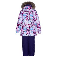 Комплект с полукомбинезоном Huppa Renely 41850030-917 размер 140, white pattern/ dark lilac