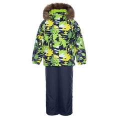 Комплект с полукомбинезоном Huppa Winter 41480030-928 размер 128, lime pattern/dark gray