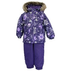 Комплект с полукомбинезоном Huppa размер 86, 94273 dark lilac pattern/ dark lilac