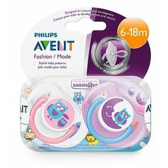 Пустышка силиконовая анатомическая Philips AVENT Classic SCF197 6-18 м (2 шт) фиолетовый/розовый