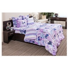 Постельное белье 2-спальное с евро простыней Ночь Нежна Акварель 70 х 70 см бязь фиолетовый