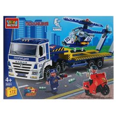 Конструктор ГОРОД МАСТЕРОВ Полиция 3031 Камаз: Полиция перевозчик с вертолетом