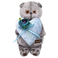 Мягкая игрушка Basik&Co Кот Басик с сердцем из бархата 25 см