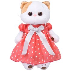 Мягкая игрушка Basik&Co Кошка Ли-Ли в платье в горошек 24 см
