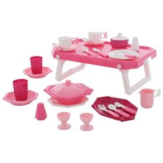 Набор посуды Полесье "Ретро" с подносом 61737 розовый