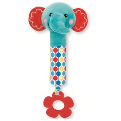 Прорезыватель-погремушка Fisher-Price Пищалка Слон голубой/красный