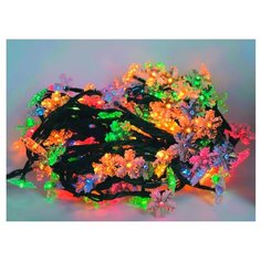 Гирлянда SNOWMEN Рис-снежинка, 830 см, 160 ламп, разноцветный/черный провод