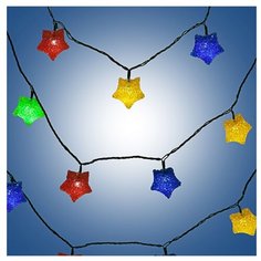 Гирлянда SNOWMEN Звезда-кристалл 341 см, 20 ламп, разноцветный/зеленый провод