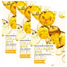 Eunyul тканевая маска Natural Moisture Mask Pack с коллагеном, 22 мл, 3 шт.
