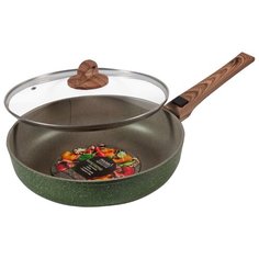 Сковорода Panairo OliverStone MAX O-26-G-S-K 26 см, с крышкой, оливковый