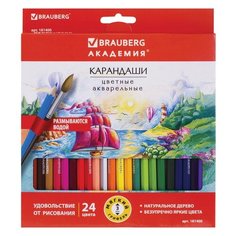 BRAUBERG Карандаши цветные акварельные Академия 24 цвета (181400)
