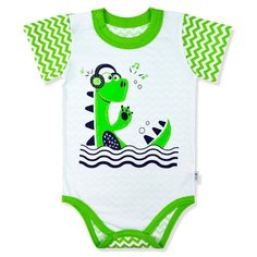 Боди LEO размер 62, белый/зеленый Лео