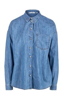 Синяя джинсовая рубашка свободного кроя Tom Tailor