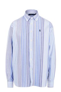Синяя хлопковая рубашка в полоску Polo Ralph Lauren