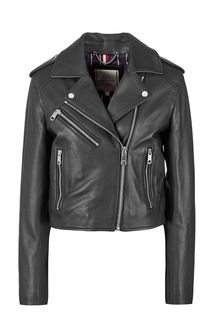Короткая кожаная куртка с косой молнией Tommy Hilfiger