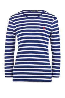 Синий хлопковый джемпер в полоску Polo Ralph Lauren