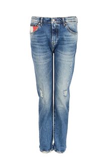 Синие джинсы бойфренд с декоративными потертостями Boyfriend Tommy Jeans
