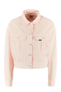 Укороченная джинсовая куртка розового цвета Lee