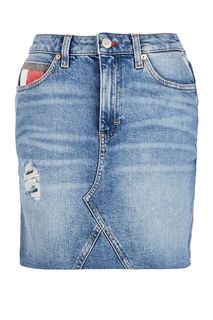 Короткая джинсовая юбка с необработанным краем Tommy Jeans