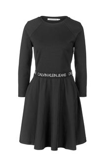 Черное платье с расклешенной юбкой Calvin Klein Jeans