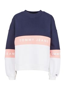Трехцветный хлопковый свитшот с принтом Tommy Jeans