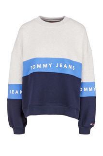 Трехцветный хлопковый свитшот с принтом Tommy Jeans