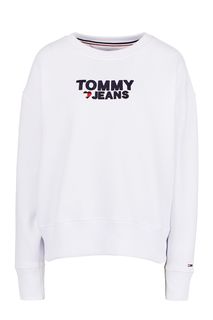 Свитшот белого цвета с декоративной вышивкой Tommy Jeans