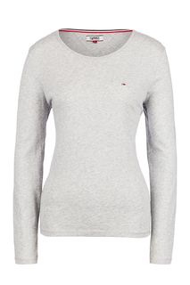 Серая хлопковая футболка с длинными рукавами Tommy Jeans