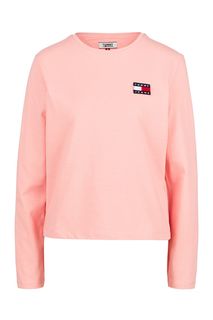 Однотонная розовая футболка с длинными рукавами Tommy Jeans