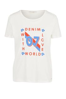 Хлопковая футболка с декоративным принтом Tom Tailor Denim