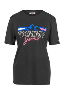 Черная хлопковая футболка с принтом Tommy Jeans