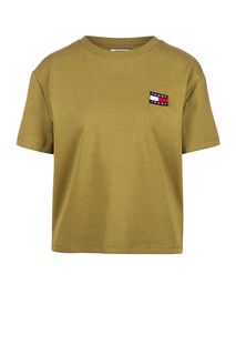 Футболка цвета хаки с короткими рукавами Tommy Jeans