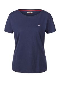 Синяя хлопковая футболка с короткими рукавами Tommy Jeans