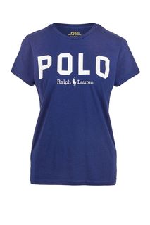 Синяя хлопковая футболка с короткими рукавами Polo Ralph Lauren