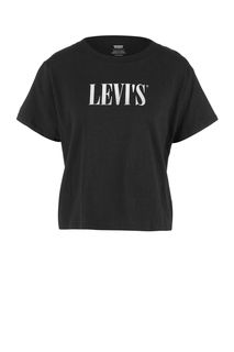 Укороченная черная футболка с принтом Levis®
