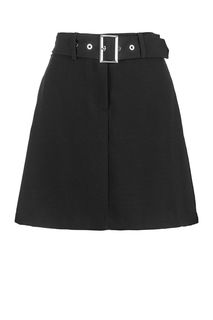 Короткая черная юбка с ремнем United Colors of Benetton