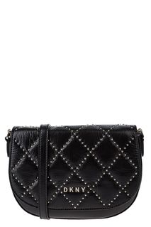 Черная кожаная сумка с металлическим декором Dkny