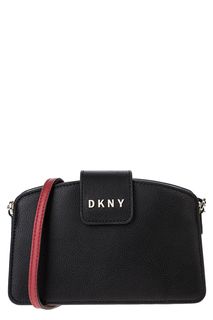 Маленькая кожаная сумка с логотипом бренда Dkny